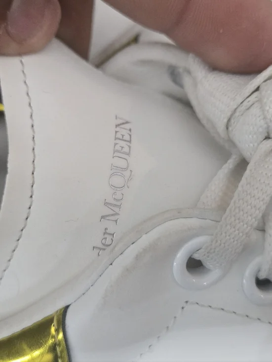 ALEXANDER MCQUEEN WOMAN OVER SIZE WHITE/GOLD SHOES RARE MODEL SIZE 38 1/2 **** - Picture 7 of 11